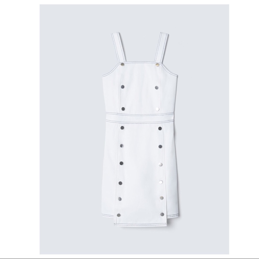 BLDWN WHITE BUTTON FRONT DENIM MINI DRESS - Picture 12 of 13